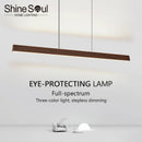 Modern LED Pendant Light for Dining Room | Walnut Long Strip Dimmable Droplight by Ljojo