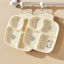 Ljojo 4-Grid Square Plastic Dinner Plate for Kids & Students, Reusable & Dishwasher Safe