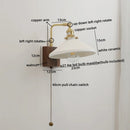 Ljojo LED Wall Sconce Pull Chain Switch Copper Ceramic Nordic Stair Light Fixtures