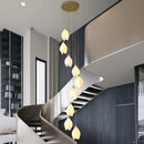 Ljojo Magnolia Chandelier: Luxury Ceramic Duplex Staircase LED Light for Living and Dining Rooms
