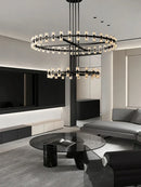 Ljojo Luxury Gold Chandeliers for Living Room in America with Glass Crystals and LED Lighting
