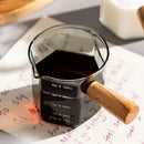 Ljojo 120ml Espresso Measuring Cup Double Bottom Hexagon Wood Handle Glass Mug