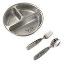 Ljojo 3-Grid Stainless Steel Kids Food Plate - Cute & Durable Divided Dish