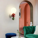 Ljojo LED Wall Light Red Green White Metal Kids Room Sconce White Acrylic Ball