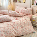 Ljojo Minimalist Cartoon Design Duvet Cover Set in 100% Cotton, 4-Piece Bedding Collection