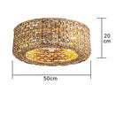 Bamboo Circle LED Ceiling Fans Light Chandelier with Lamps - Modern Luxury for Living Room by Ljojo