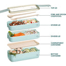 Ljojo 3-Layer Healthy Material Kids Bento Box with Handle, 900ML