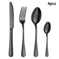 Ljojo 24-piece Stainless Steel Black Tableware Set - Knife, Fork, Spoon