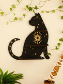 Ljojo™ Moon Phase Black Cat Wall Shelf for Crystals, Oils & Decor - Gothic Home Display Stand
