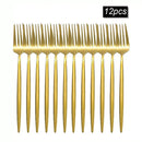 Ljojo 16pcs Stainless Steel Gold Tableware Dinner Fork Set