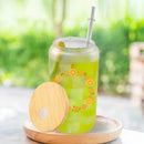 Ljojo 16oz Frosted Straw Water Bottle Bamboo Lid Iced Coffee Cup Reusable Drinkware