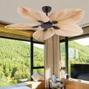 52-Inch Palm Leaf Ceiling Fan Remote Control for Living Room by Ljojo