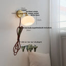 Ljojo LED Wall Sconce with Pull Chain Switch White Glass Stair Light