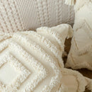 Geometric Tufted Boho Style Pillow Cover with Tassel, 100% Cotton Cushion Cover