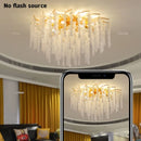 Ljojo Luxury Chrome Crystal LED Ceiling Chandelier Light - Silver Crystal Ceiling Light