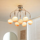 Nordic Pink Glass Ball LED Chandelier for Living Room by Ljojo