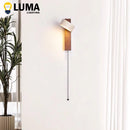 LED Wall Lamp Wooden Stone Lighting Fixture Wabi Sabi Style Bedroom Beside Light Ljojo