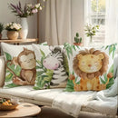 Jungle Animals Cartoon Print Pillowcase by Ljojo - Sofa, Bedroom, Car Cover