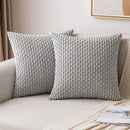 Beige Boho Corduroy Throw Pillow Cover 18x18 Inch for Modern Home Decor by Ljojo