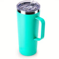 Ljojo 24oz Double Wall Coffee Tumbler with Handle Lid Stainless Steel Insulated Cup