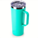 Ljojo 24oz Double Wall Coffee Tumbler with Handle Lid Stainless Steel Insulated Cup