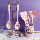 Ljojo 10-Piece Pink Silicone Utensil Set with Box - Non-Stick Kitchen Tools