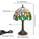 8-Inch Stained Glass Tulip Table Lamp by Ljojo - Romantic Living Room Decor