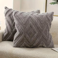 Ljojo Luxe Grey Faux Fur Plush Throw Pillow Cover for Stylish Home Decor