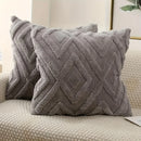 Ljojo Luxe Grey Faux Fur Plush Throw Pillow Cover for Stylish Home Decor