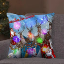 Ljojo LED Retro Santa Claus Christmas Light Decoration Throw Pillow Cover