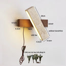Ljojo LED Wall Light Mirror Stone Wood Wall Art Decor Bedroom Lamp