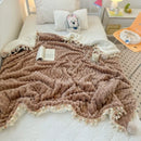 Ljojo Milk Fleece Fringed Blanket Large Lamb Fleece Craft Blanket Cover