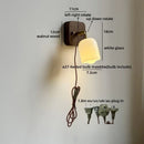 Ljojo LED Wall Light Fixture, Rotate Glass Wood Indoor Up Down Lamp