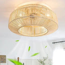 Bamboo Circle LED Ceiling Fans Light Chandelier with Lamps - Modern Luxury for Living Room by Ljojo