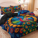 Ljojo Mexican Peacock Pattern Duvet Cover Set with 2 Pillowcases