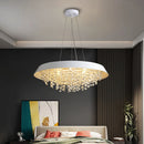 Modern Round Crystal Chandelier LED Light Fixture for Dining Room Living Room | Ljojo White Crystal Chandelier