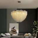 Ljojo Luxury Crystal Beading Chandelier Dimmable LED Lighting Fixture for Dining Room & Kitchen Island