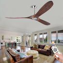 Ljojo 52/60/70in Retro Wooden Ceiling Fan, Remote Control, Black, Smart Inverter, No LED