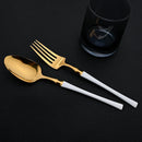 Ljojo 16-Piece Gold Stainless Steel Cutlery Dinnerware Set - Western Tableware Knife Fork Spoon