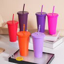 Ljojo 24oz Solid Color Reusable Cold Cup with Lid and Straw