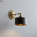 Ljojo LED Wall Sconce Switch Light Walnut Ash Wood Copper Arm Lampara Pared