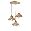 Antique Brass Stained Glass Chandelier Japanese Style Butterfly Lamp by Ljojo