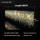 Nordic Rectangular Drop Crystal Chandelier - Luxury LED Hanging Lamp for Living Dining Room by Ljojo
