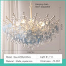 French Medieval Style Blue Shell Crystal Chandeliers Luxury Villa Duplex Living Room Decor Pendant Lights
