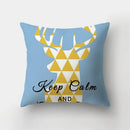 Blue Elk Geometric Pillow Case Cover by Ljojo - Fresh Animal Print Home Decoration