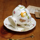 Ljojo Lemon Pattern Tea Set: Cup, Saucer, Teapot, Plate, Kettle - European Ceramic Offering