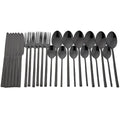 Ljojo 24-Piece Stainless Steel Black Cutlery Set Dinnerware Flatware Tableware
