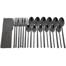 Ljojo 24-Piece Stainless Steel Black Cutlery Set Dinnerware Flatware Tableware