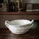 Ljojo Matte Ceramic Two Ear Bowl for Soup, Noodles, Salad - Light Food Bowl