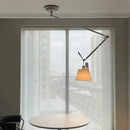 Italian Warm Fabric Lampshade Ceiling Lamp Swing Arm Retractable Chandelier LED by Ljojo